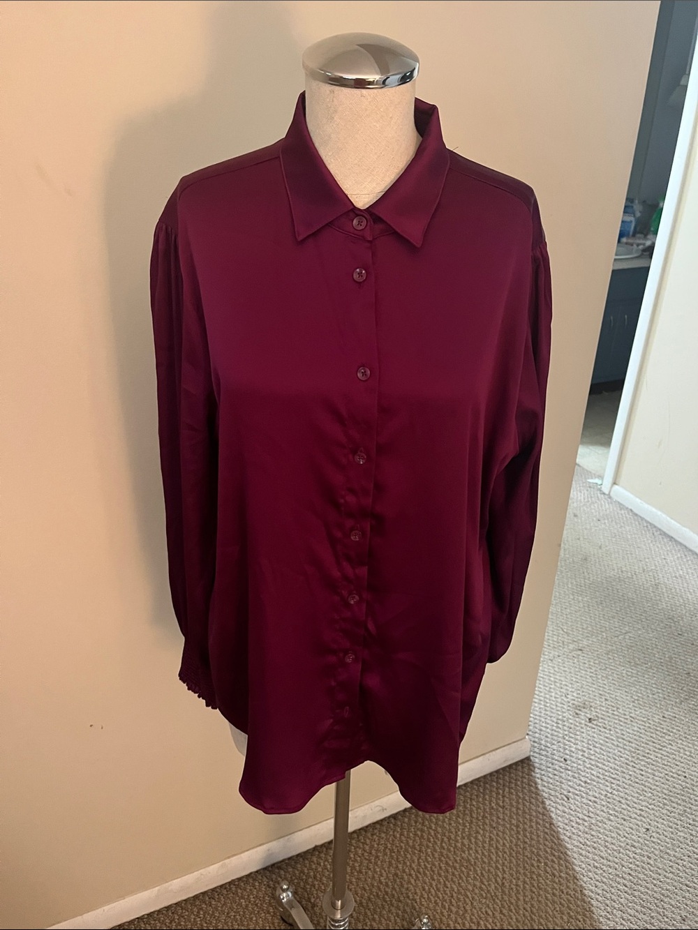 Chico's Button-Front Blouse in Plum